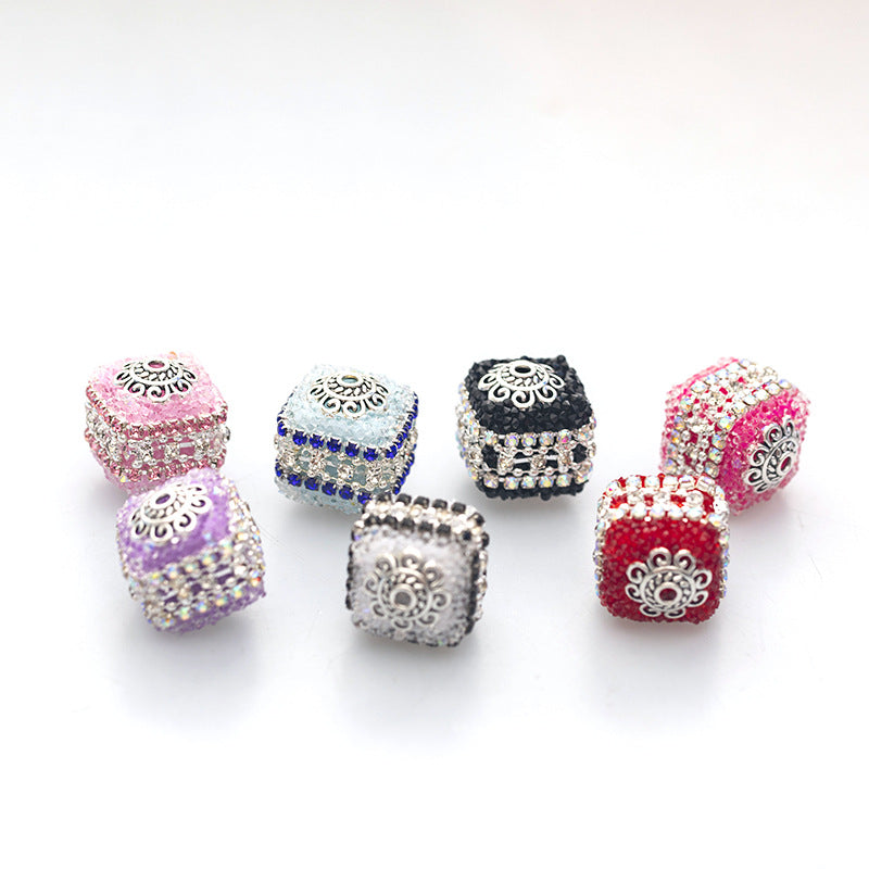 Wholesale 5pcs Acrylic Shiny Square Claw Chain Beaded Diamond Balls